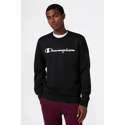Champion Men’s Fleece Crewneck Sweatshirt Script Logo Black
