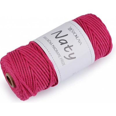 Prima-obchod Bavlněná pletací příze macrame Naty Ø3 mm rozčesávací, barva 7 pink