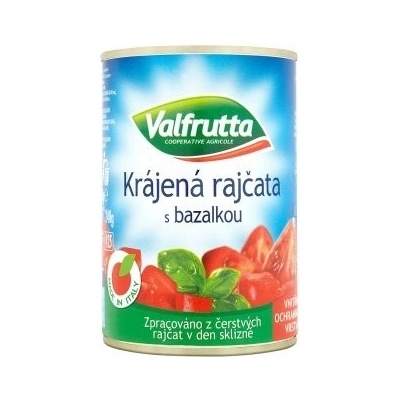 Valfrutta Krájená rajčata s bazalkou 400g