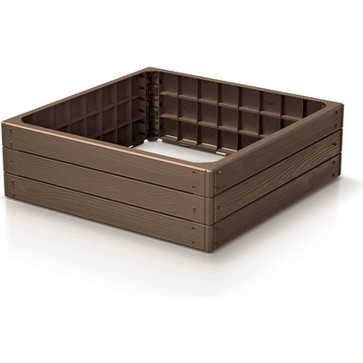 Prosperplast Vyvýšený záhon BASE WOODY, hnedý 75 x 75 x 25 cm