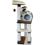 Kerbl Катерушка за котка Kerbl PlanetX - кафяво, пет нива, хралупа, площадка - 50х40х127 см, Германия 84461