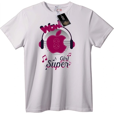 NOONEBRAND Тениска Супер Момиче с Музика - 2XL, White