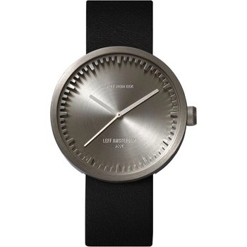 LEFF TUBE WATCH D38 / STEEL WITH black LEATHER STRAP