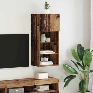 vidaXL Стенен телевизионен шкаф 40, 5 x 30 x 90 см Старо дърво (882954)