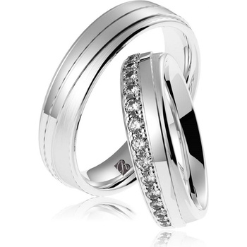 Blink Blink obrúčky z bieleho zlata so vzorom a kameňmi 8291 BL