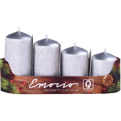 Emocio adventní stupně 4ks 40 mm Drápané stříbrné