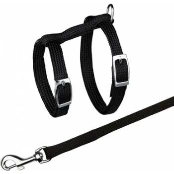 TRIXIE Lead and harness- Комплект повод + регулируем нагръдник за котки, 22-42см/10мм. 1.25м дължина- черен, син, червен, лилав