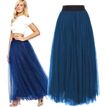 Fashionweek exkluzívne dlhá maxi dlhá tylová sukňa BRAND51 modrá