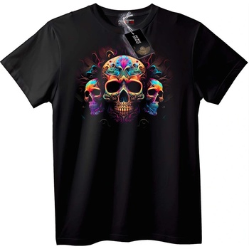 NOONEBRAND Тениска с цветни черепи - 3XL, Black