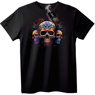 NOONEBRAND Тениска с цветни черепи - 3XL, Black