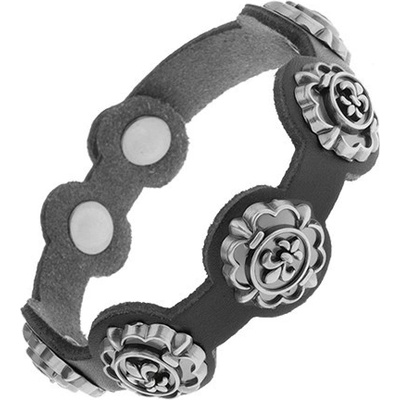 Šperky eshop z černé syntetické kůže patinované symboly Fleur de Lis Y34.08