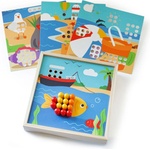 Bigjigs Toys - Детска дървена мозайка - Морски картини