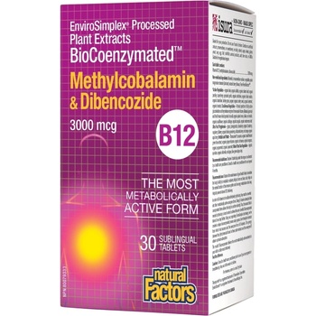 Natural Factors BioCoenzymated Methylcobalamin & Dibencozide B12, 3000 mcg, 30 таблетки, Natural Factors