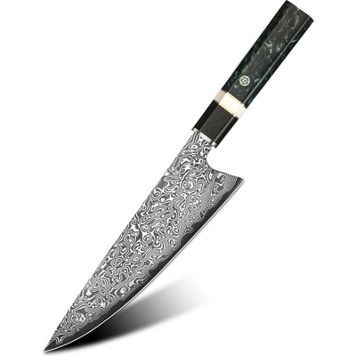 IZMAEL Damaškový kuchynský nôž Zenith Chef/Zelená/Čierna 21 cm