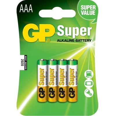 GP Batteries Алкална батерия gp super lr03 aaa, 4 бр. в опаковка / блистер, 1.5v, gp24a (gp-ba-24a-u4)