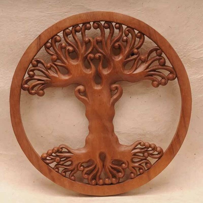 Dřevořezba Mandala průměr 40 cm s motivem Stromu života