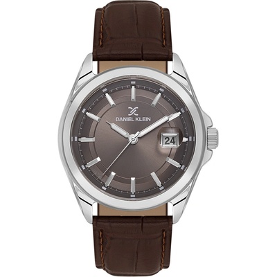 Daniel Klein DK. 6.14206-3 - мъжки часовник, кварцов, 42 mm, сив циферблат, 5 ATM, кафява кожа