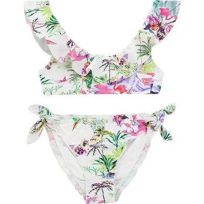 GUESS Многоцветен бански от две части с къдрички за момиче Guess