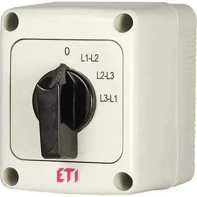 ETI Vačkový spínač pre voltmetre 25A fázový a medzifázový, zapuzdrený IP65 CS 25 67 PN