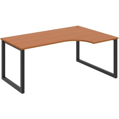 Hobis Pracovný stôl UNI O, ergo, ľavý, 180 x 75,5 x 120 cm, čerešňa/čierna