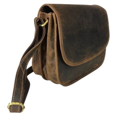 Koňaková dámská crossbody kabelka z broušené kůže