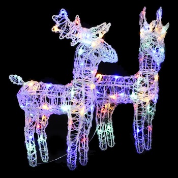 Vidaxl Vianočné soby 2 ks viacfarebné 80 LED akrylové