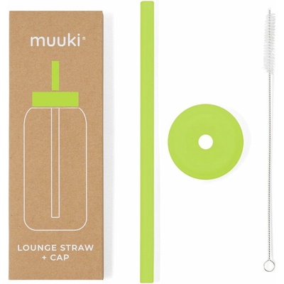 Muuki Electric Lime Silikónová slamka s čistiacou kefkou s viečkom