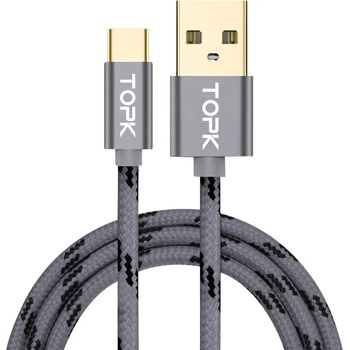 TOPK Захранващ кабел TOPK USB Type C, Дата кабел 18W 3A QC 3, 0, Сив (TOPK-AN09-DARK-GRAY)