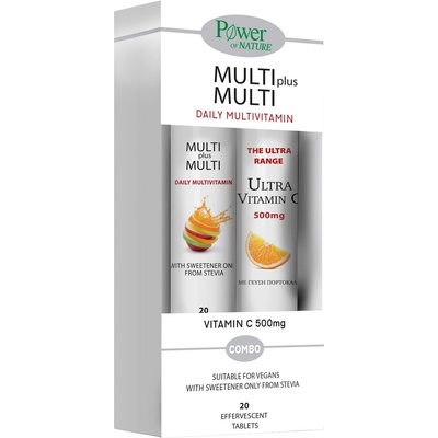 Power Health Multi plus Multi + Ultra Vitamin C, 2 х 20 ефервесцентни таблетки, Power of Nature