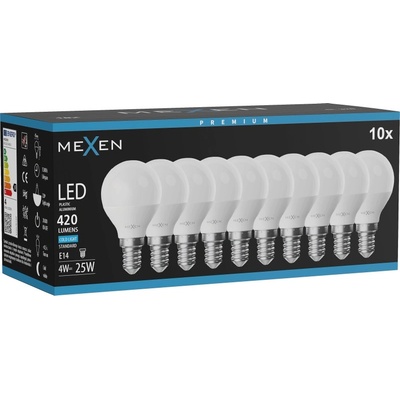 Mexen Nova 10x LED крушка E14, G45, 4W, Студена - 6500K, 420 lm - L101-E14-0465-01x10 (L101-E14-0465-01x10)
