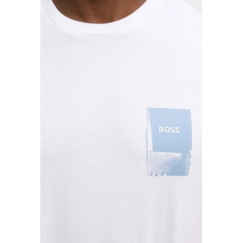 BOSS Orange Памучна тениска BOSS Orange Te_Plain в бяло с десен 50556023 (50556023)