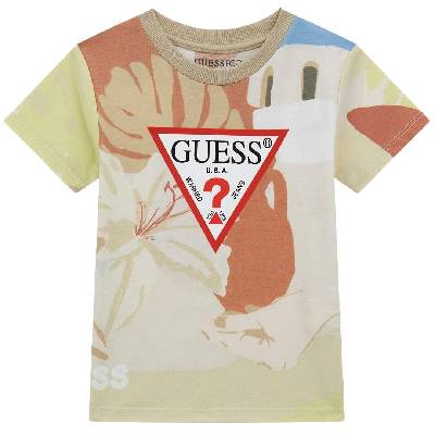 Тениска с къс ръкав Guess - С въпросителна, бежова, 12 м (20252-N5GI07-K8HM4-P12F-12M)