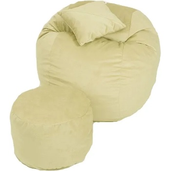 Image 1 of Pufrelax Комплект, Барбарон с табуретка за крака и декоративна възглавница, 500л. Matusalem, Lemon, Перящ се калъф, Подходящ за деца, Пълнеж с микс от мемори пяна и дунапрен, Гама Premium