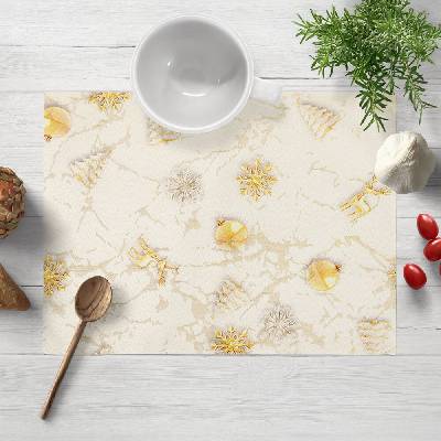 Biante Luxusné vianočné prestieranie Parma PM-136 Zlato-biele vianočné ozdoby na zlato-béžovom 35x45 cm