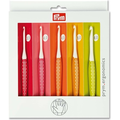 Háčky na háčkování ergonomické plastové PRYM ERGO, sada 5 velikostí (3,5 - 6 mm)