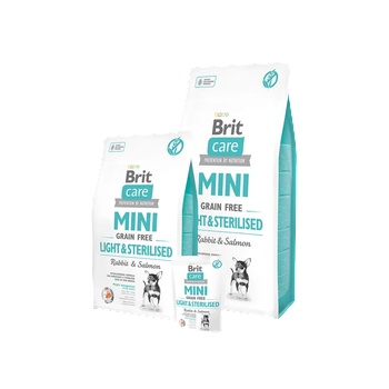 Brit Mini Light & Sterilised - със заешко месо и сьомга, за кастрирани и с наднормено тегло, малки породи 7 кг