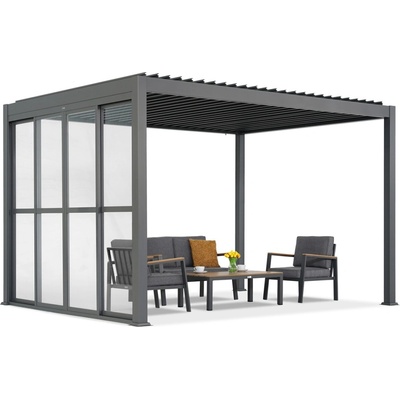Garden Point Lagos 3x3 samostatne stojaca terasová pergola s dverami na jednej strane antracit