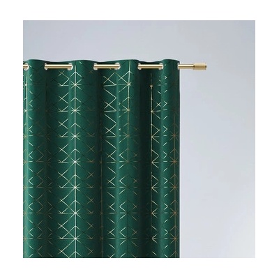 Jednodílný tmavě zelený závěs se zlatým vzorem zelená Šírka 140 cm | Dĺžka 260 cm – Hledejceny.cz