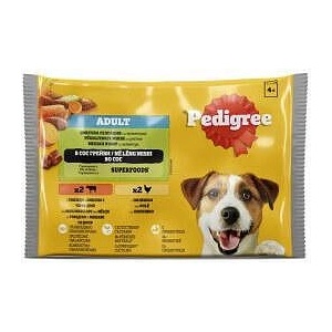 PEDIGREE Мокра храна за кучета в сос Pedigree пауч с говеждо, пиле и зеленчуци 4 х 100 г