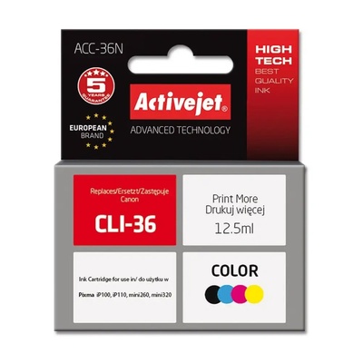 Activejet ACC-36N касета с мастило (заместител за Canon CLI-36, Supreme, 12, 5 ml, цветна) (ACC-36N)