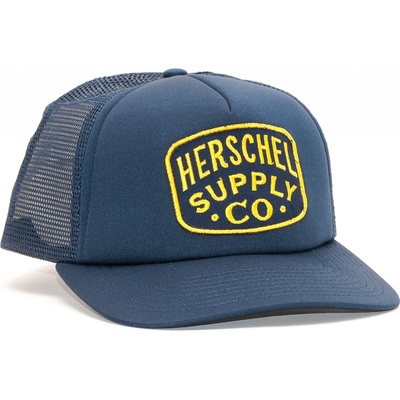 Herschel Supply Whaler Patch Polyester Peacoat Snapback Modrá Zlatá Modrá