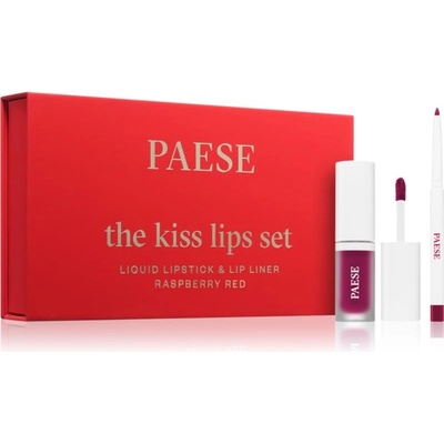 Paese The Kiss Lips The Kiss Lips Liquid Lipstick matný tekutý rúž 3,4 ml + The Kiss Lips Lip Liner kontúrovacia ceruzka na pery 0,3 g kozmetická sada