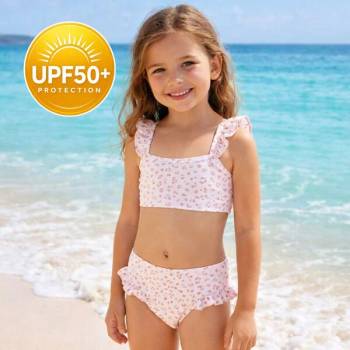 Image 1 of Swim Essentials : Бански от две части с къдрички с размери от 0 до 6г. "Οld pink leopard (SWE-2020SE535)
