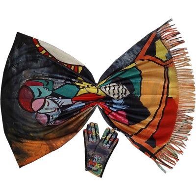 Двулицев дамски шал и ръкавици с картина на Пикасо