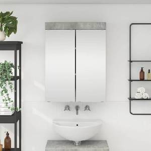 vidaXL Шкаф с огледало за баня TULUM Циментено сиво 60 x 16, 5 x 78 см (880364)