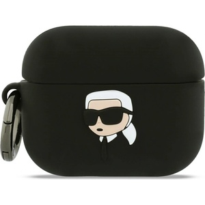 Karl Lagerfeld Силиконов калъф за Apple AirPods Pro 3 - Karl Lagerfeld Silicone Karl Head 3D - Черен