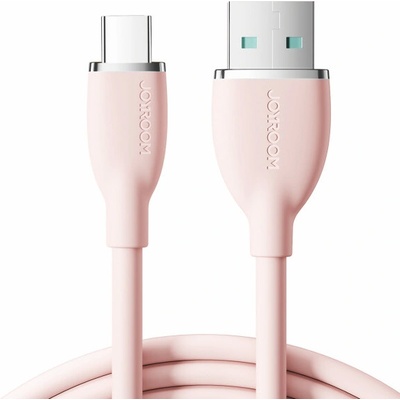 Joyroom SA29-AC3 silikónový nabíjací a dátový USB-A/USB-C na iPhone/iPad/MacBook/AirPods, 1,2m, světlorůžový