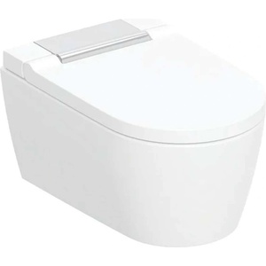 Geberit AquaClean - Тоалетна чиния с бидетна функция Sela, за окачване, TurboFlush, SoftClosing, KeraTect, бяло/гланцов хром 146.220. 21.1 (146.220.21.1)