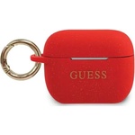 Guess GUACAPSILGLRE калъф за AirPods Pro, червен, силиконов с брокат (GUACAPSILGLRE)