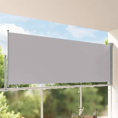 vidaXL Zatahovací boční markýza / zástěna 140 x 300 cm Šedá